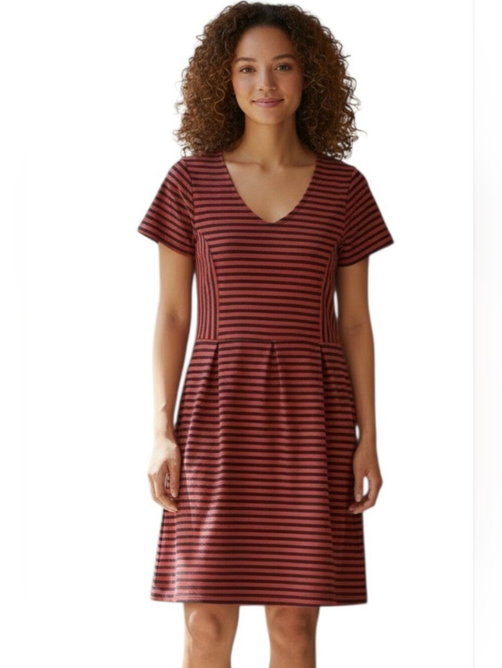 J Crew Scoopneck Fit N Flare red and blue stripe dress sz 10